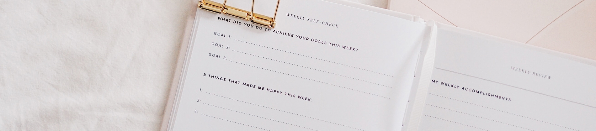 An open planner with goals listed An open planner with goals listed