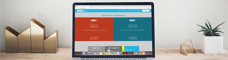 UCB Radio online shown on a computer screen UCB Radio online shown on a computer screen